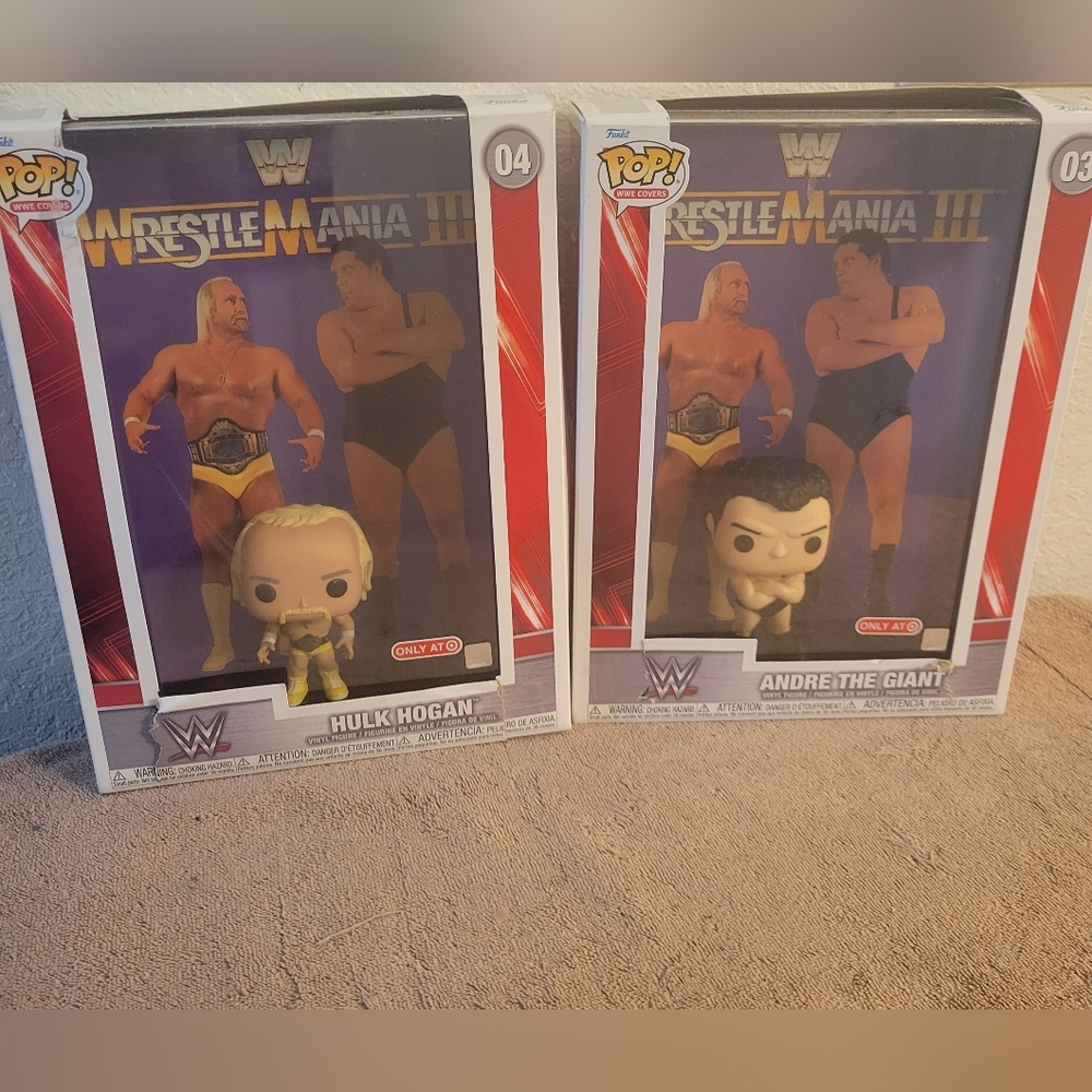 Funko Pop WWE Covers Wrestlemania III Hulk Hogan & Andre the Giant Target Lot X2